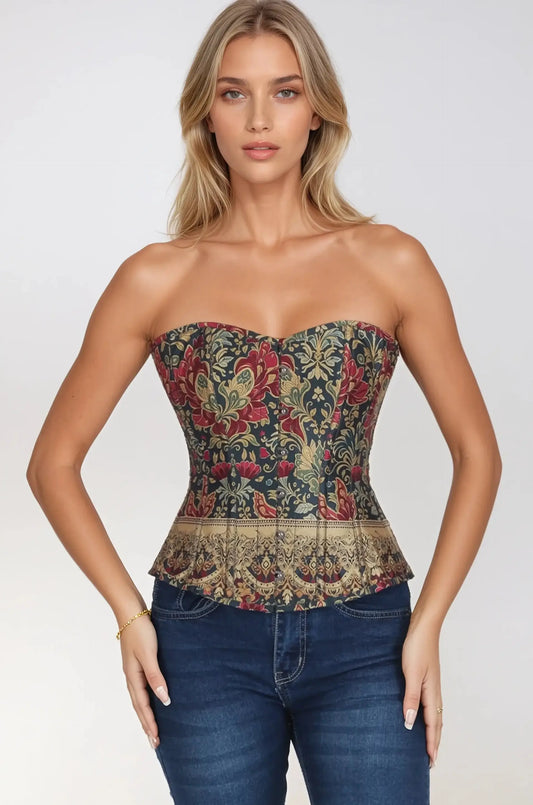 Gorset Teriana Ornate Floral Overbust