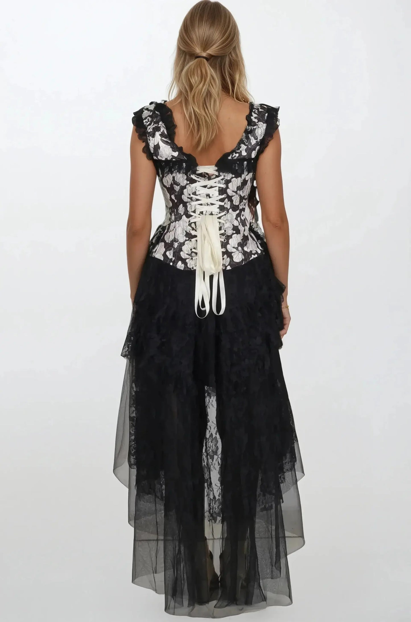 Rochie Corset Leiah Abstract Monochrome Floral