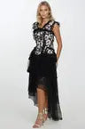 Rochie Corset Leiah Abstract Monochrome Floral