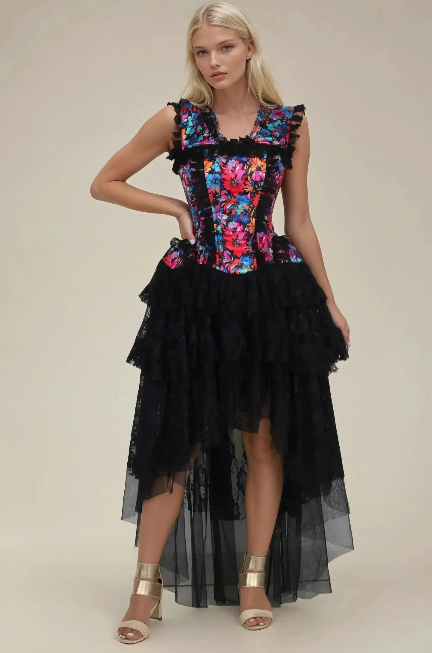 Rochie Corset Goldia Vivid Painted Florals