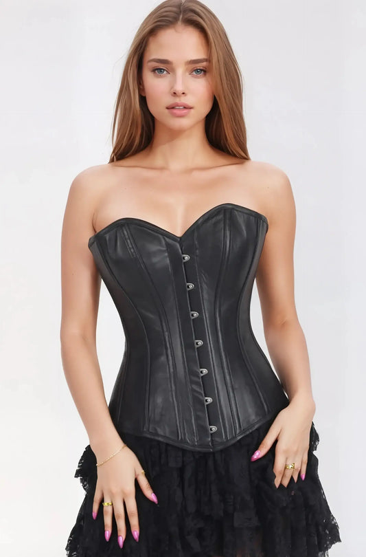 Gorset Dalyah Black ze sztucznej skóry (overbust)