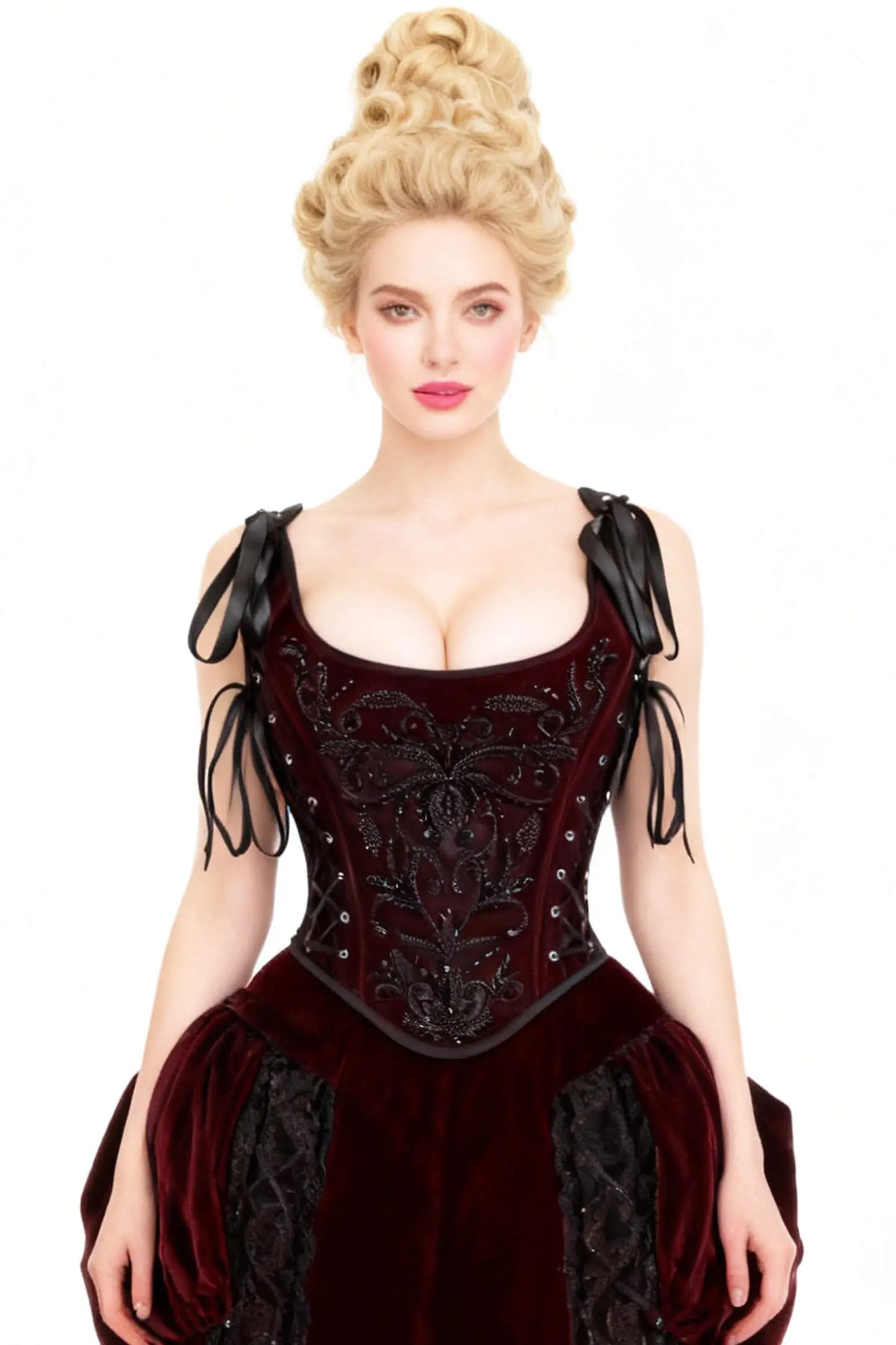 Corset Sharise Rococo Embroidery Overbust – Eleganță Gothic și Detalii Baroc