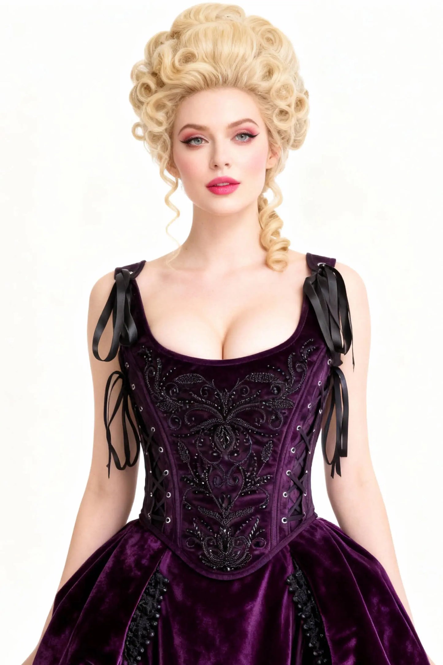 Corset Sharise Rococo Embroidery Overbust – Eleganță Gothic și Detalii Baroc