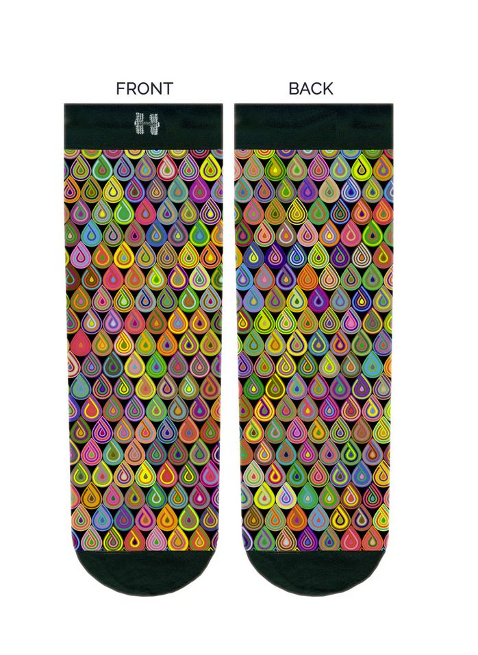 Șosete medii fashion HYD Celebration F11 DROPS MULTICOLOR – design colorat cu picături artistice