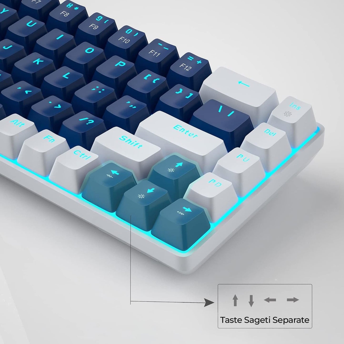 Tastatura Mecanica Gaming Timebox, Blue Switch, 60%, Lumini LED, Albastru / Ab