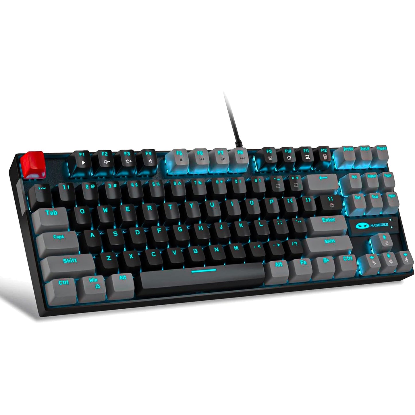 Tastatura Mecanica Gaming MageGee, Red Switch, 75%, iluminare LED, Negru / Gri