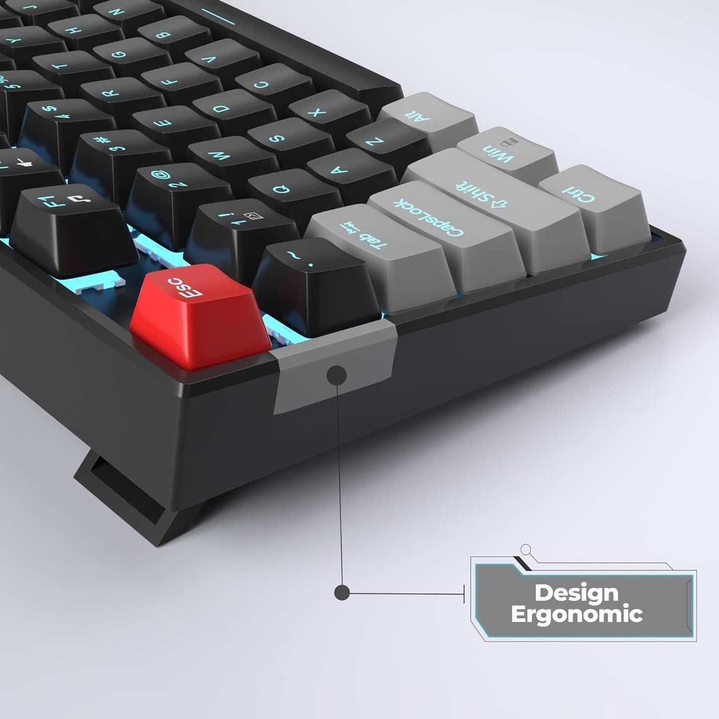 Tastatura Mecanica Gaming MageGee, Red Switch, 75%, iluminare LED, Negru / Gri