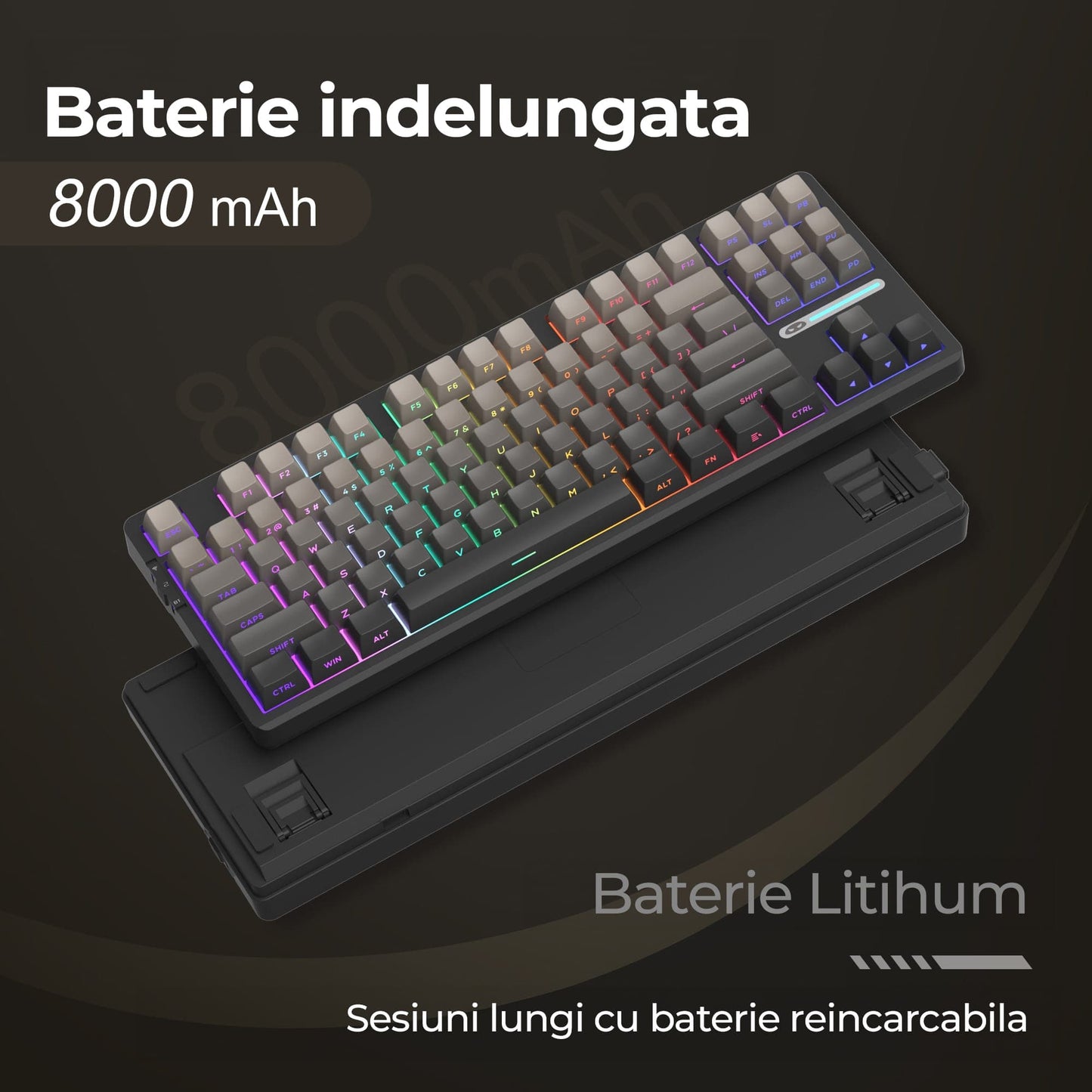 Tastatura Mecanica Gaming Timebox, 80%, Hot-Swap, Wireless, Gasket, Silentioasa