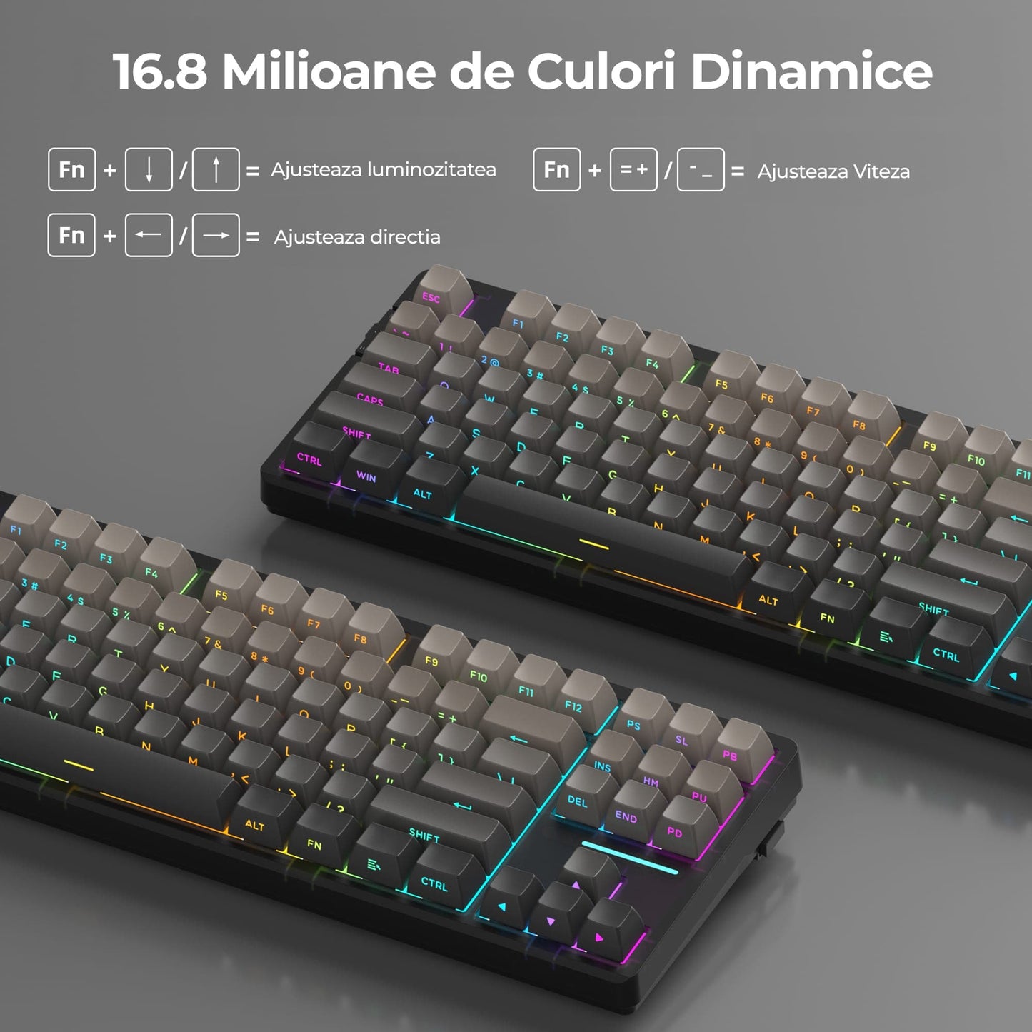 Tastatura Mecanica Gaming Timebox, 80%, Hot-Swap, Wireless, Gasket, Silentioasa
