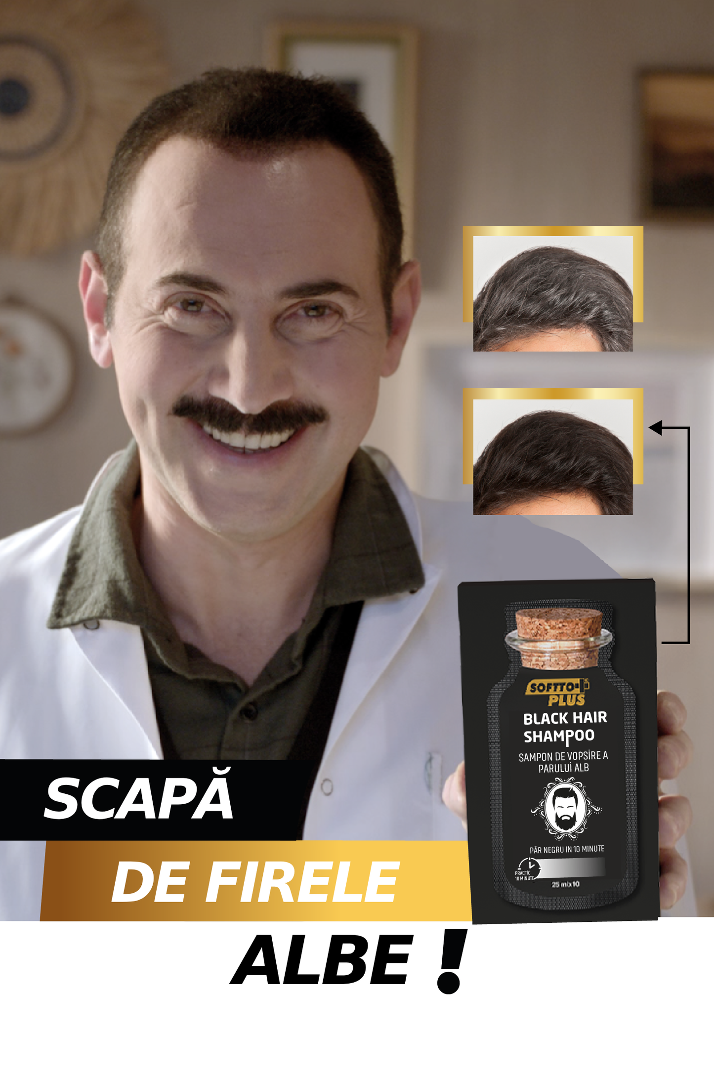 Farbshampoo für weißes Haar – Dunkelschwarz – 10 x 25 ml