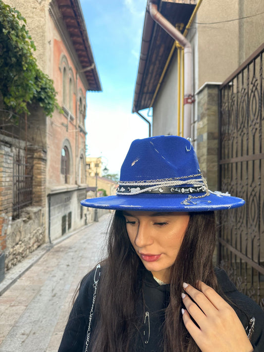 Blue Essence Hut – Handbemalt Premium