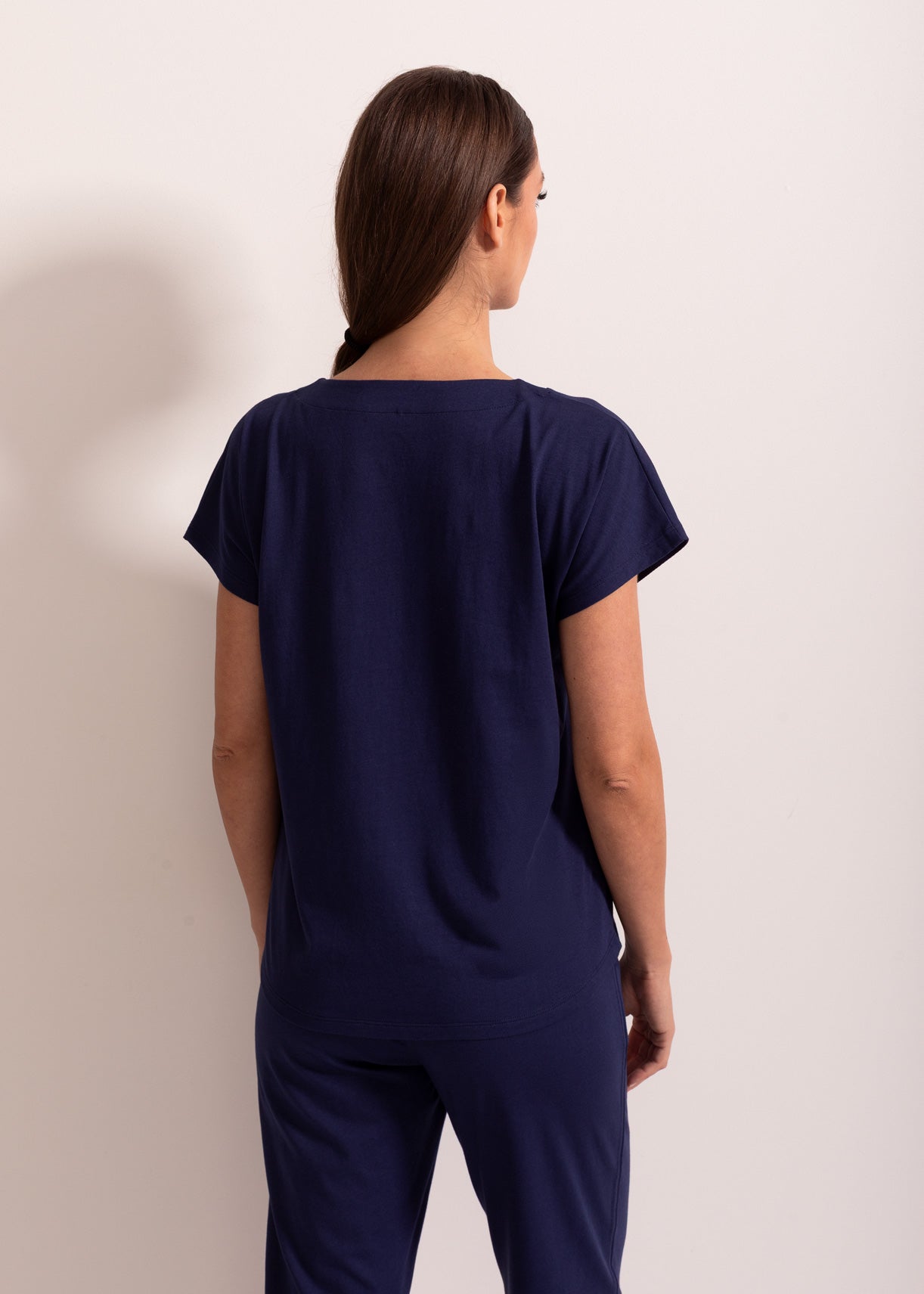 Bluză damă modal TENCEL™ – bluză cu mâneci scurte și decolteu în V elegant
