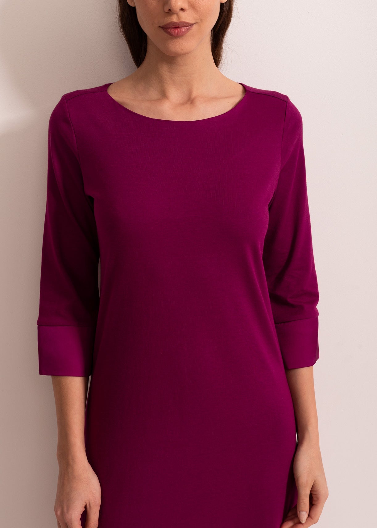 Cămașă de noapte damă TENCEL™ – model midi elegant, confortabil, cu mâneci 3/4