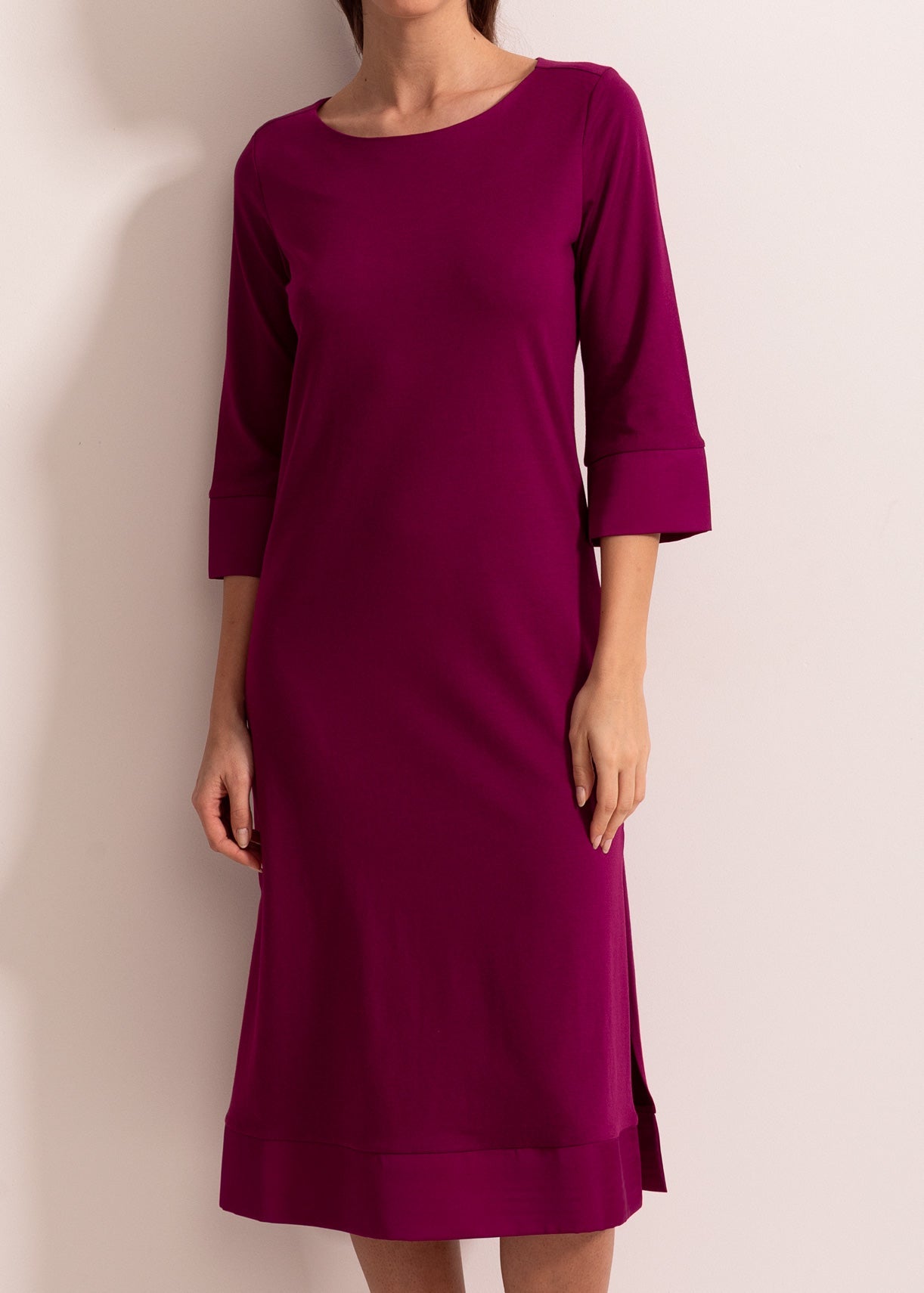 Cămașă de noapte damă TENCEL™ – model midi elegant, confortabil, cu mâneci 3/4