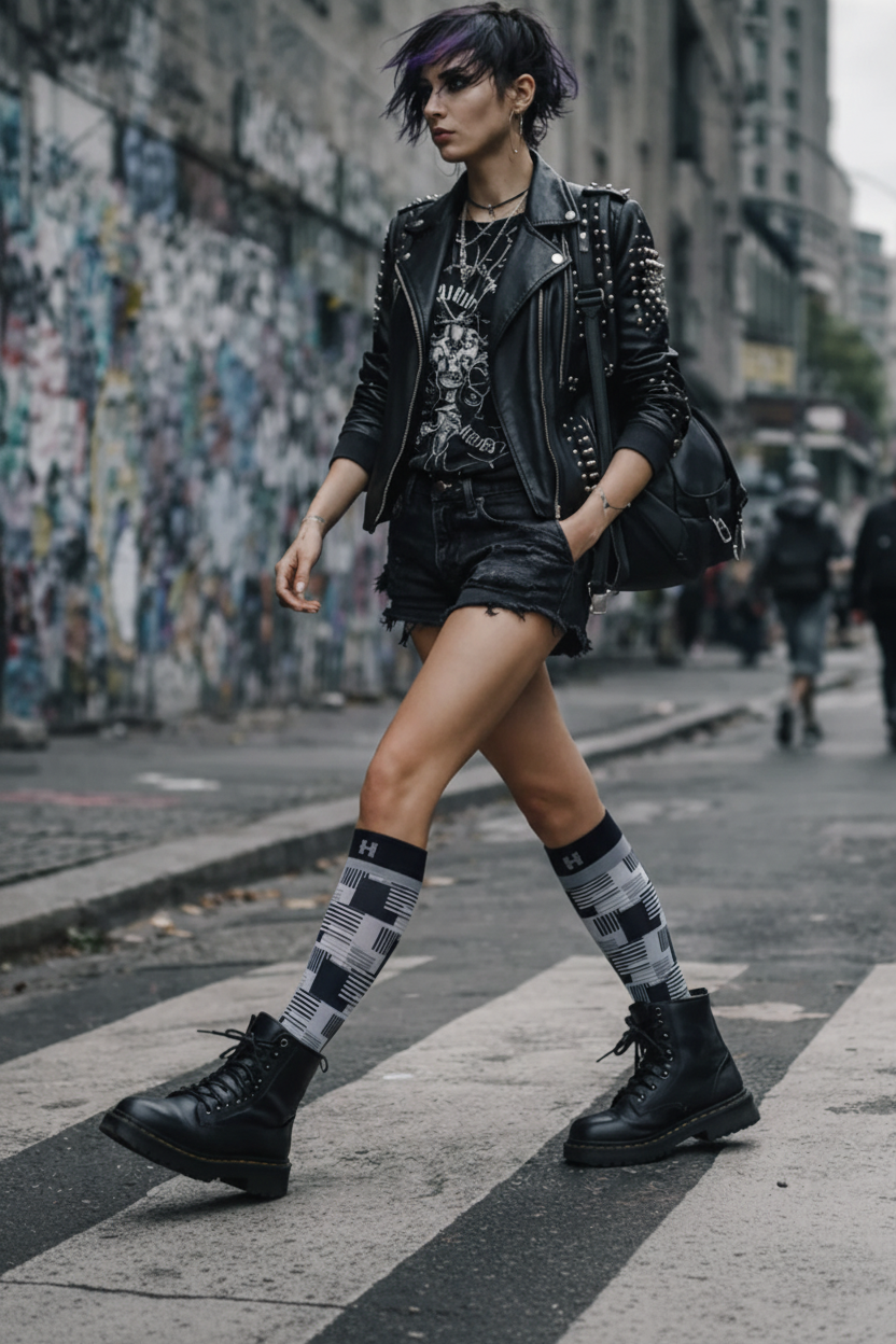Șosete medii damă HYD Art Fashion  – Imprimeu artistic, 20 DEN