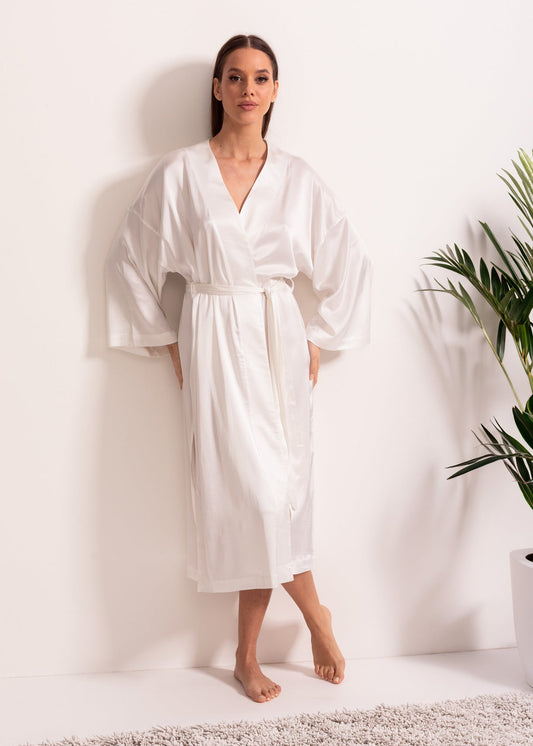 Halat damă Anastasia satin – halat elegant din viscoză, stil kimono