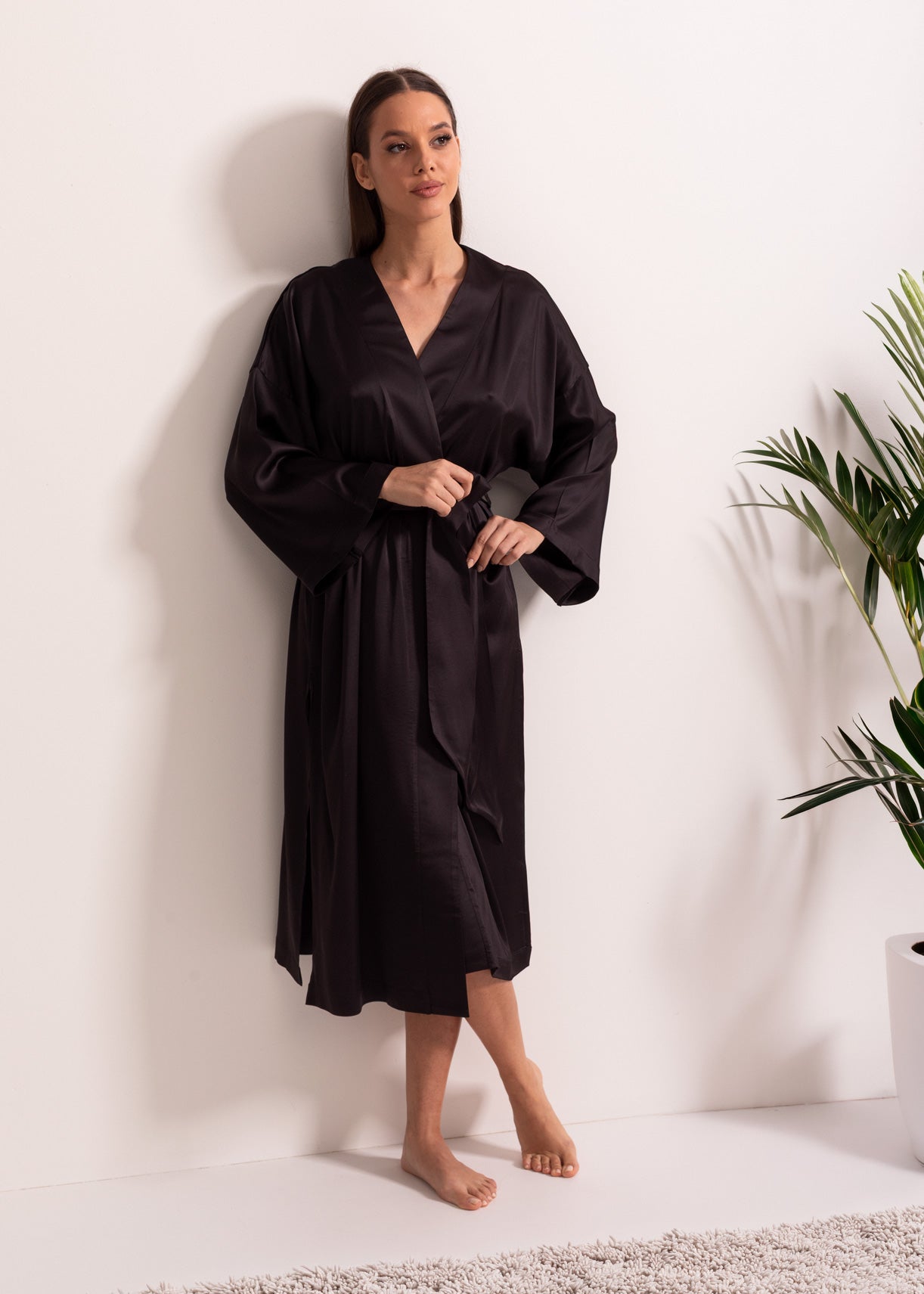 Halat damă satin viscoză – halat elegant stil kimono, rafinat și confortabil