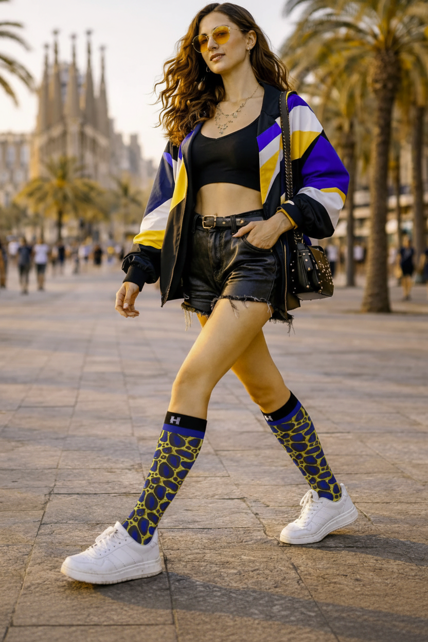 Șosete damă medii HYD Art Fashion  – model artistic imprimat, 20 DEN