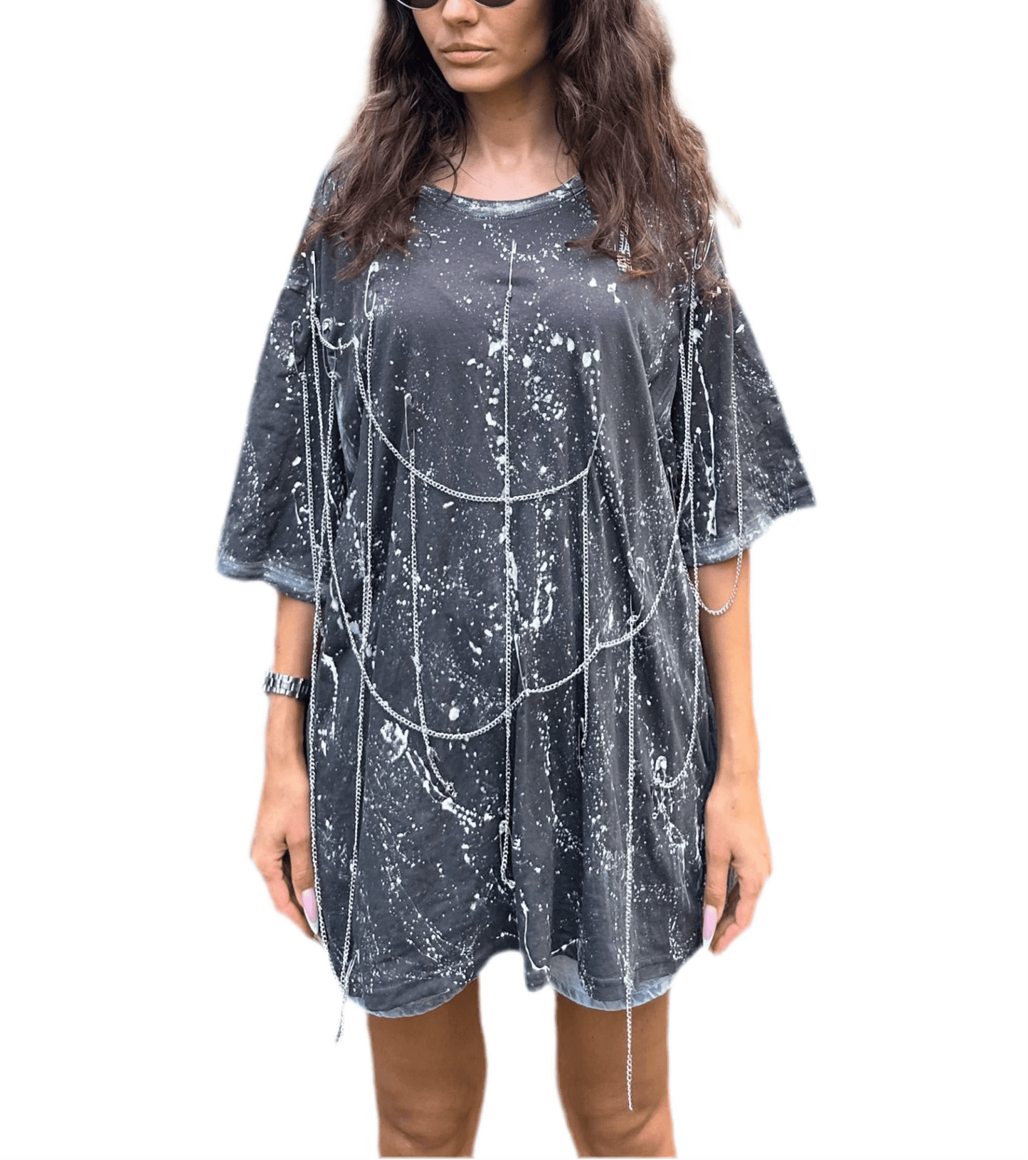 Übergroßes T-Shirt mit Spritzeffekt