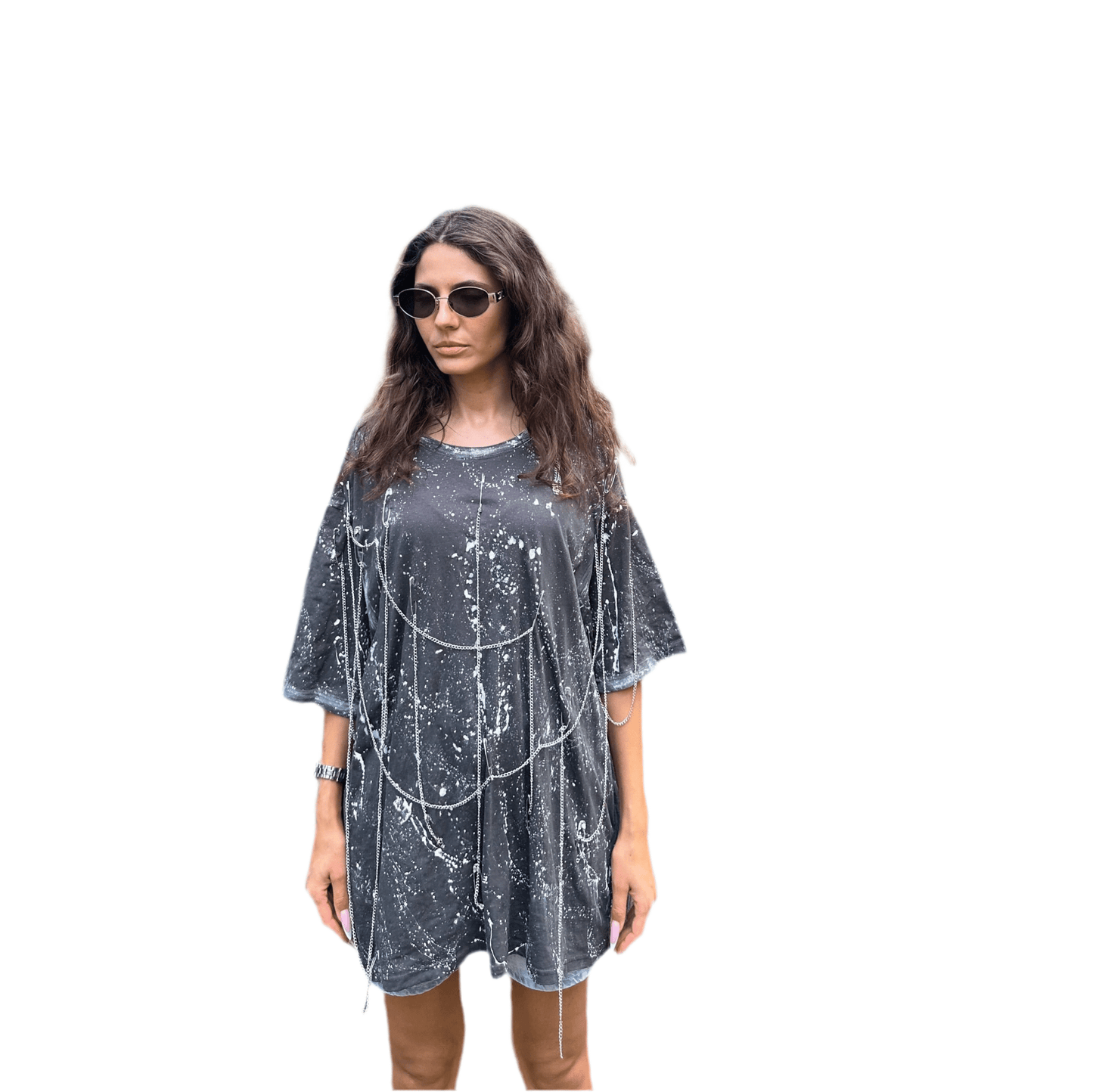 Übergroßes T-Shirt mit Spritzeffekt