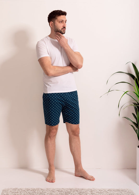 Pantaloni scurți bărbați – pantaloni comozi cu elastic și șnur în talie, cu buzunare laterale