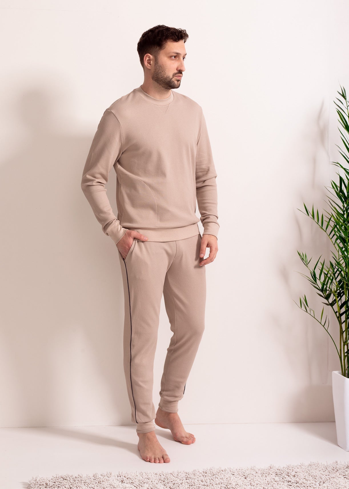 Pantaloni bărbați Pique Mood – pantaloni confortabili din eucalipt și bumbac, stil modern