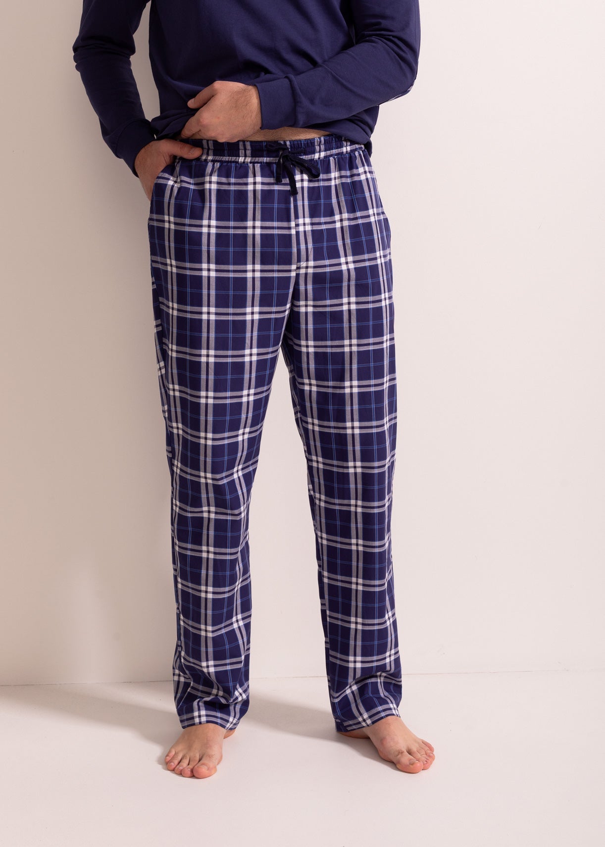 Pijama bărbați bumbac – pijama confortabilă cu mâneci lungi și pantaloni cu buzunare