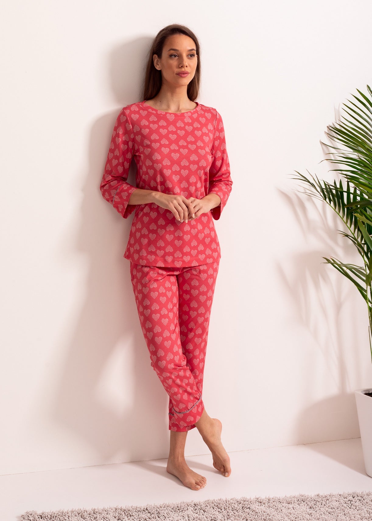 Pijama damă TENCEL™ – pijama confortabilă cu mâneci 3/4 și pantaloni lungi