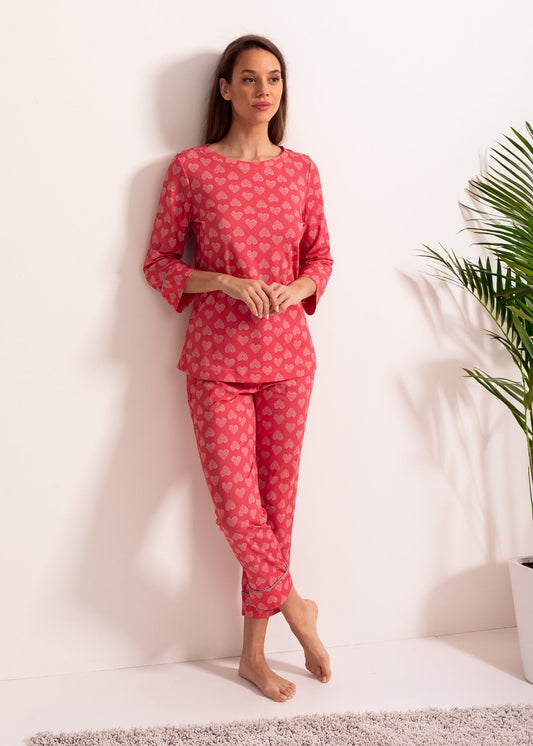 Pijama damă TENCEL™ – pijama confortabilă cu mâneci 3/4 și pantaloni lungi