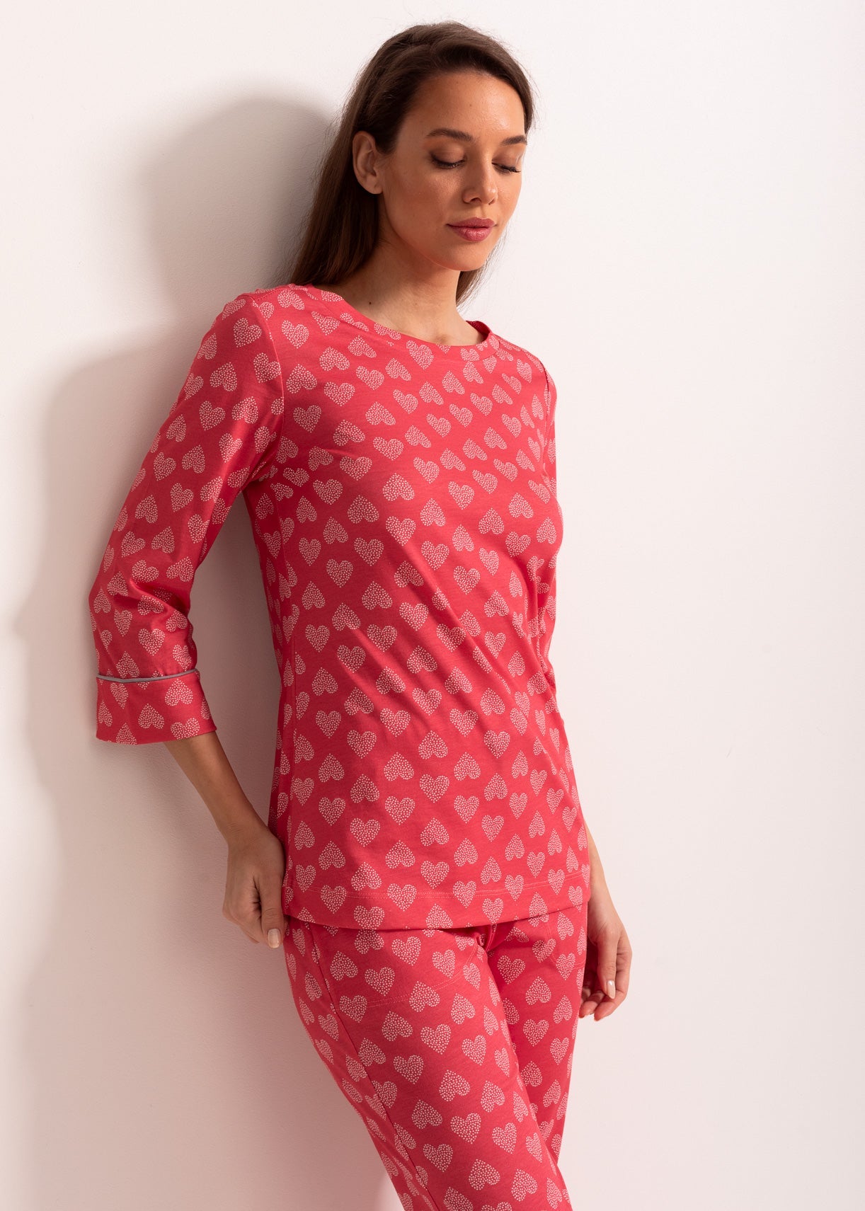 Pijama damă TENCEL™ – pijama confortabilă cu mâneci 3/4 și pantaloni lungi
