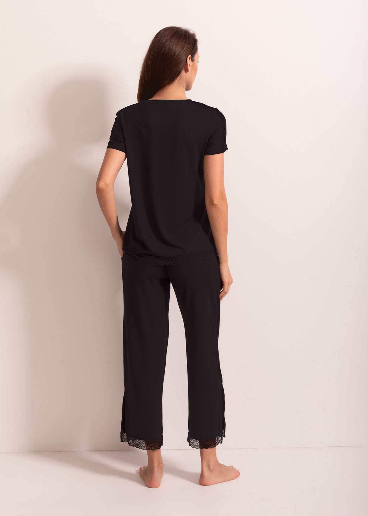 Pijama damă vâscoză – pijama confortabilă cu bluză cu mânecă scurtă și pantaloni 7/8