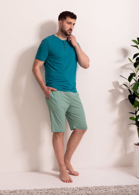 Pijama bărbați Derek bambus – pijama confortabilă, respirabilă, cu pantaloni scurți