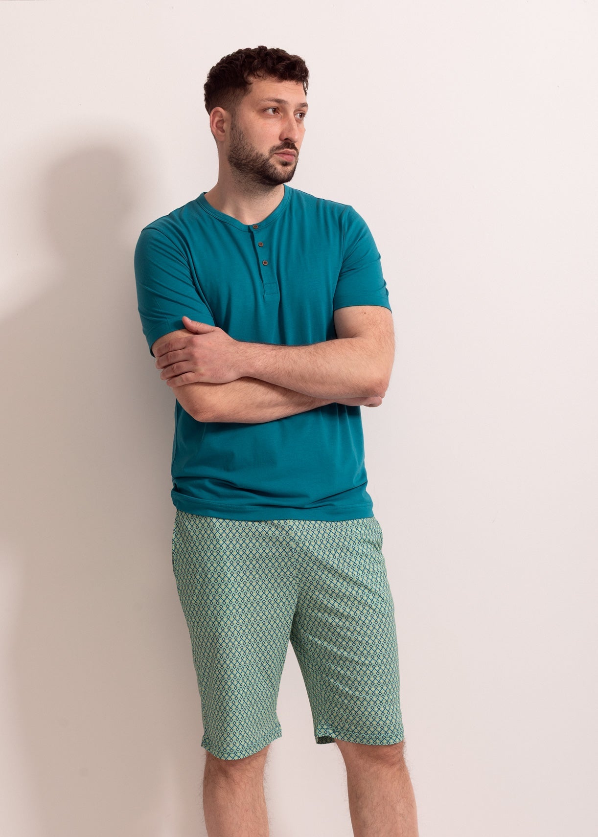 Pijama bărbați Derek bambus – pijama confortabilă, respirabilă, cu pantaloni scurți