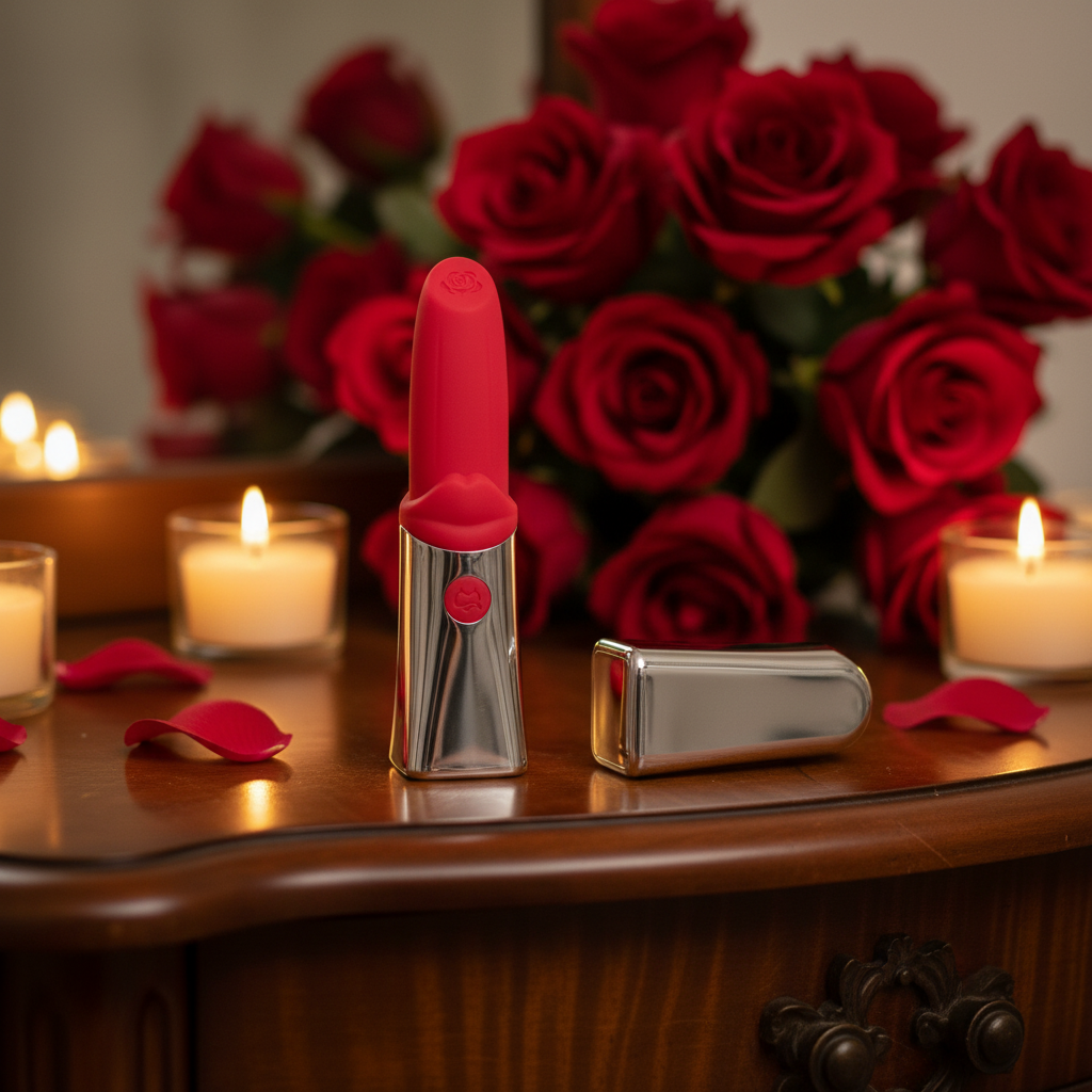 Vibrator mini 💄 Kiss Me Red - 💋 Sărutul care aprinde tot