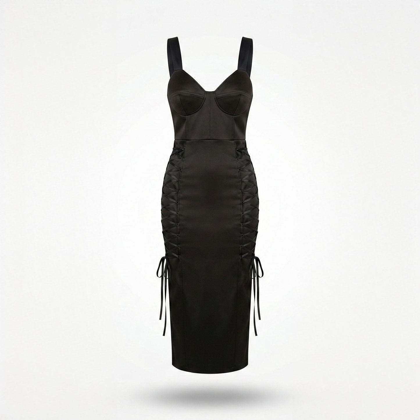 Rochie neagra cu cupe structurate tip corset Amethyst
