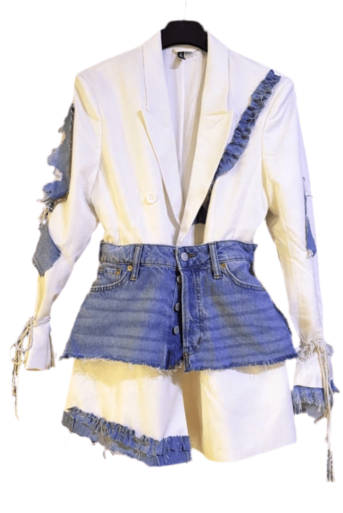 Sacou dama handmade cu fusta denim