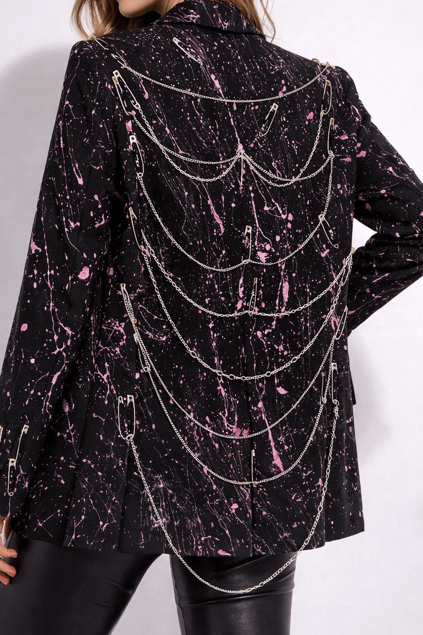 Sacou dama  Pink Splash cu lanturi