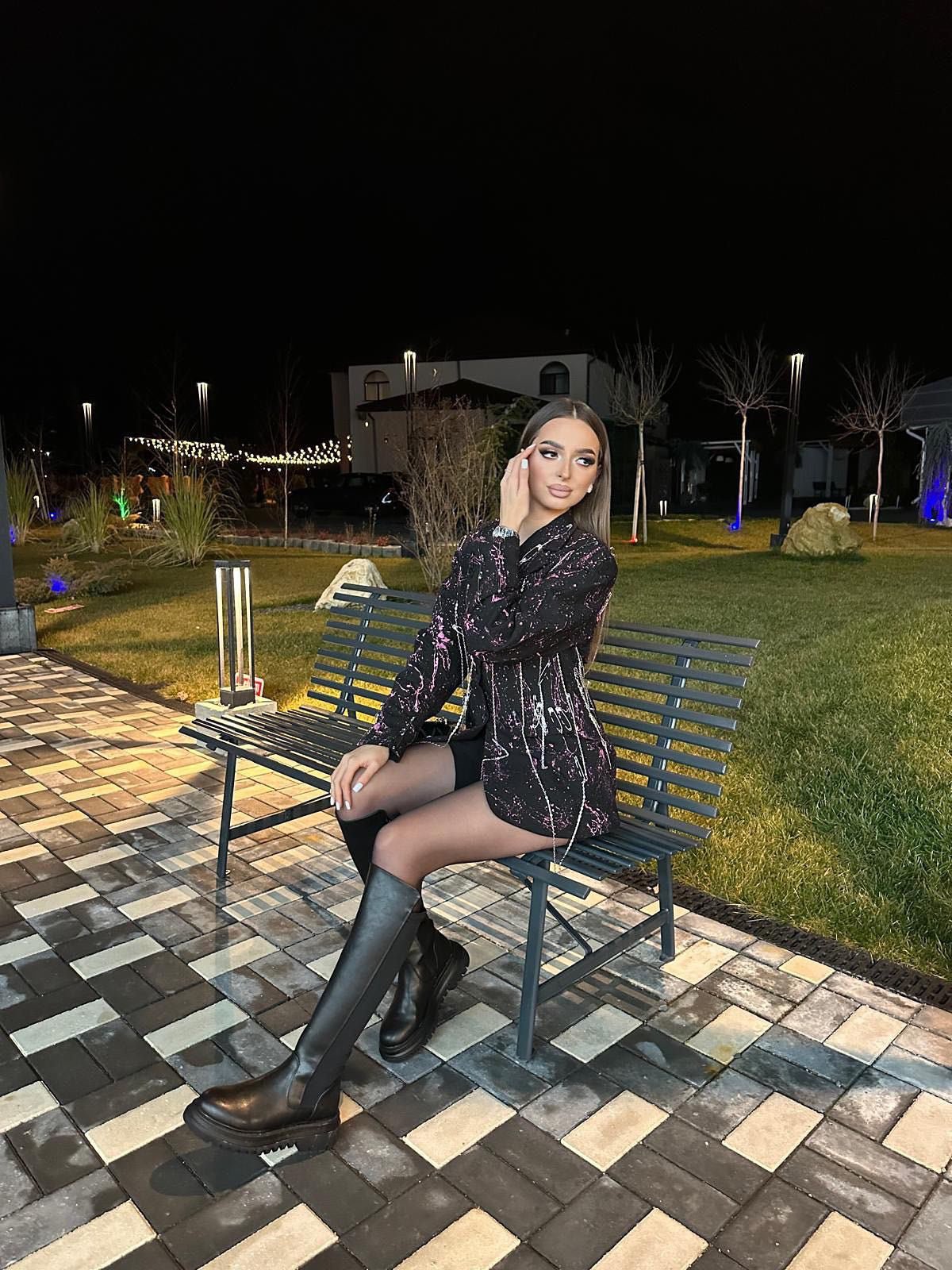 Sacou dama  Pink Splash cu lanturi