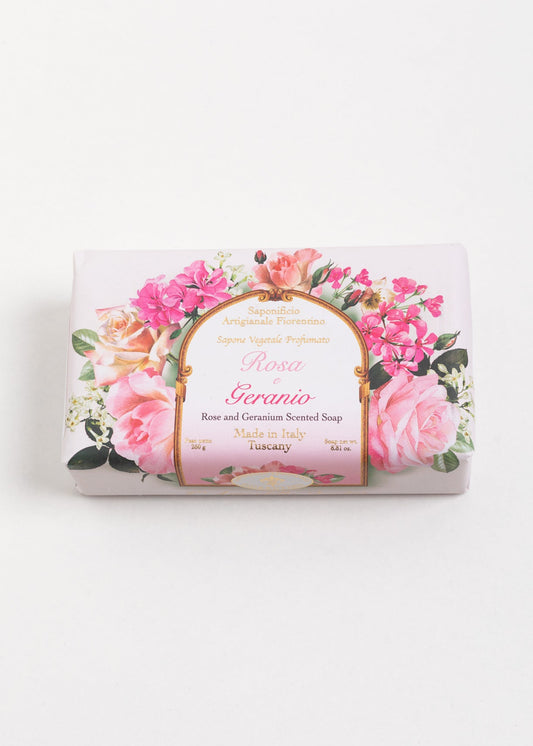 Săpun natural Fiorentino Trandafir și Geranium Handmade – săpun artizanal floral, delicat și hidratant