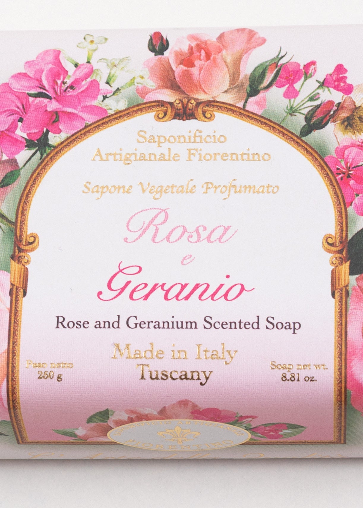 Săpun natural Fiorentino Trandafir și Geranium Handmade – săpun artizanal floral, delicat și hidratant