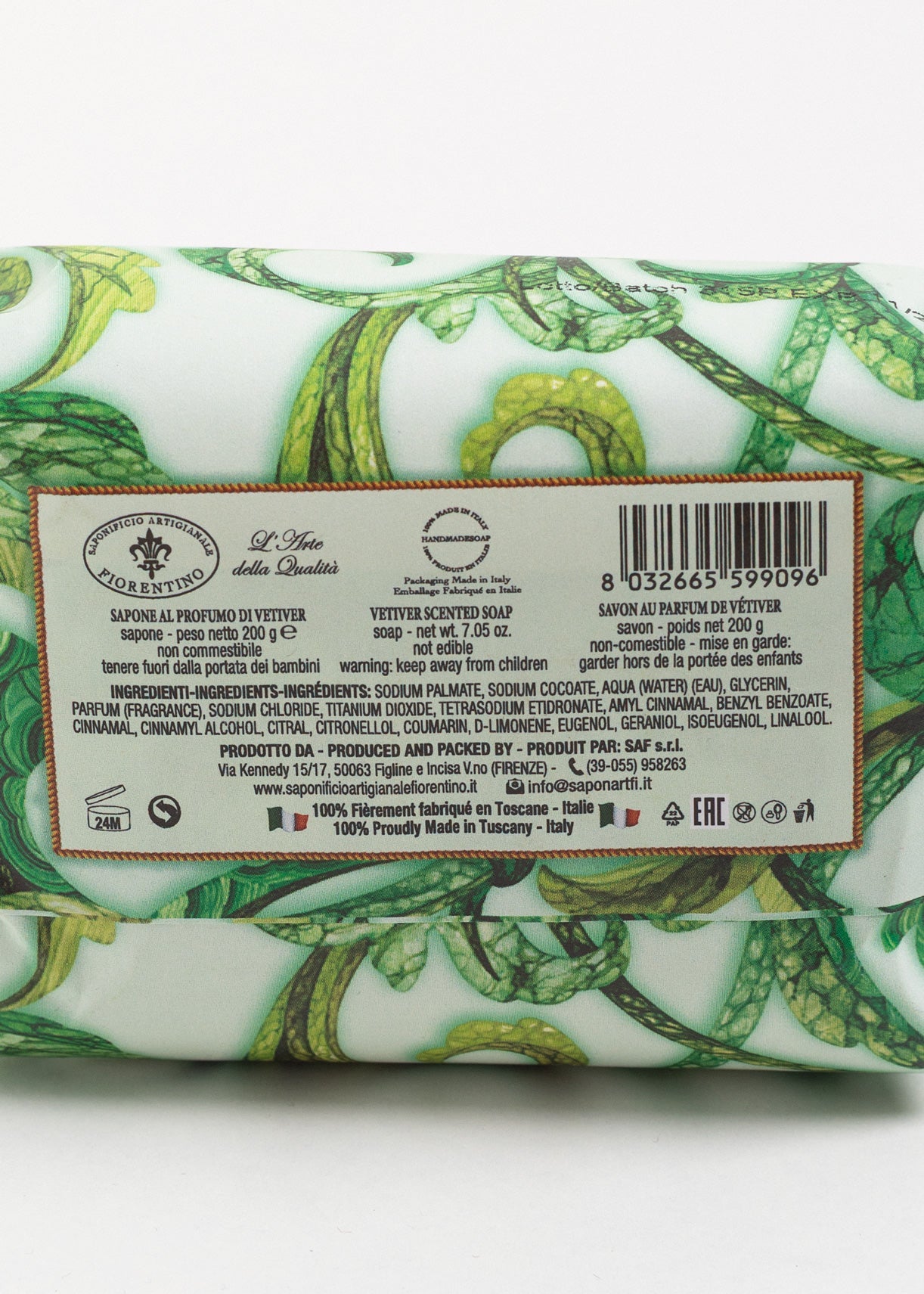 Săpun natural Fiorentino Vetiver Handmade – săpun artizanal lemnos, revigorant și hidratant