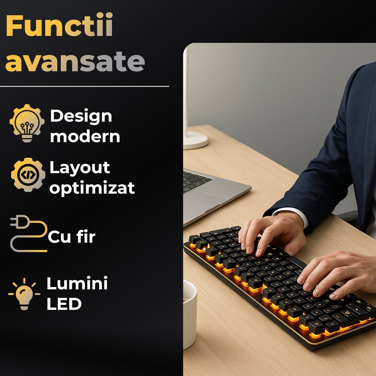 Tastatura Gaming Timebox, Tehnologie Whisper-Quiet 37dB, Negru