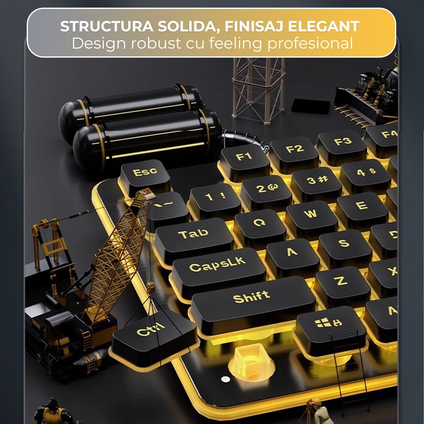 Tastatura Gaming Timebox, Tehnologie Whisper-Quiet 37dB, Negru