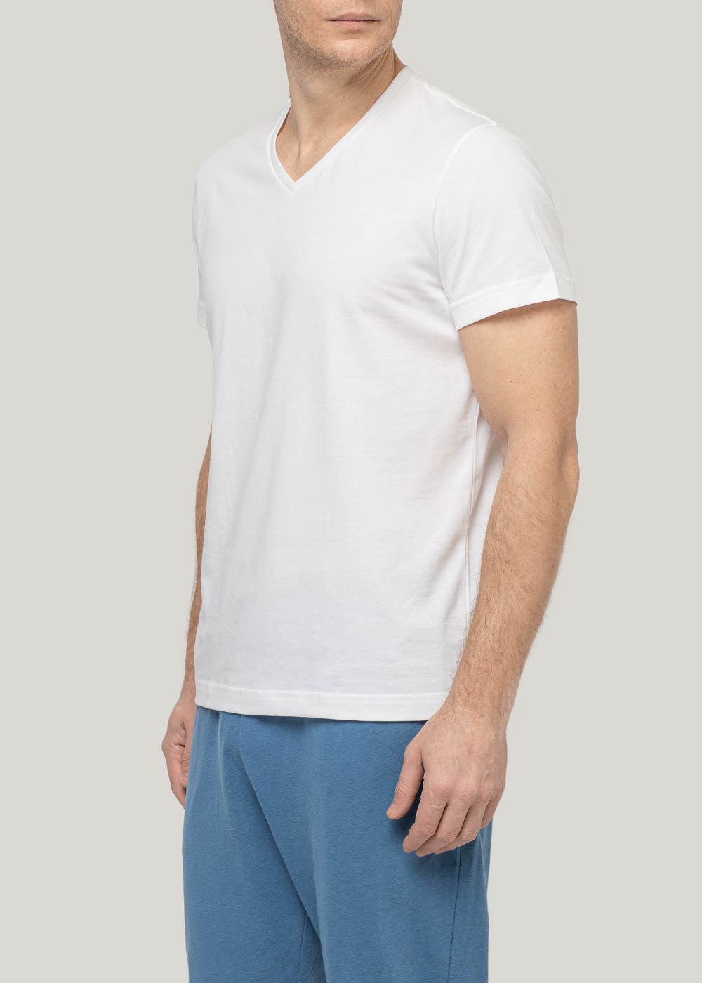 Tricou bărbați bumbac – Tricou cu mânecă scurtă, decolteu în V, confortabil și respirabil