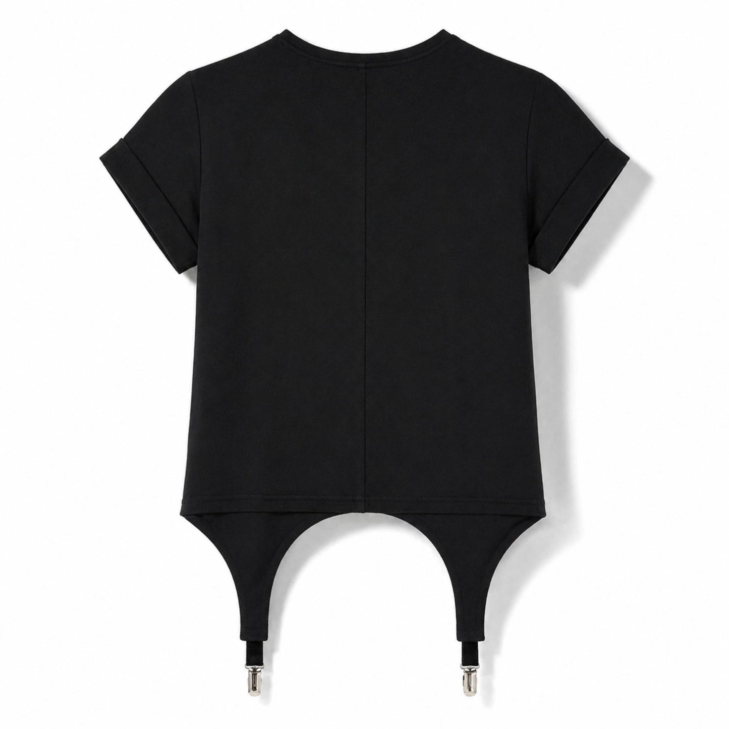 Tricou dama negru cu portjartiere